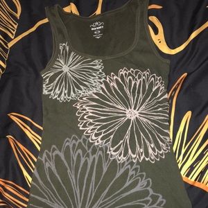 Army green flower tank top